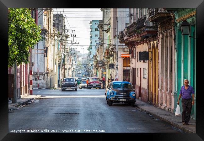 Colours & cars of Centro Havana Framed Print by Jason Wells