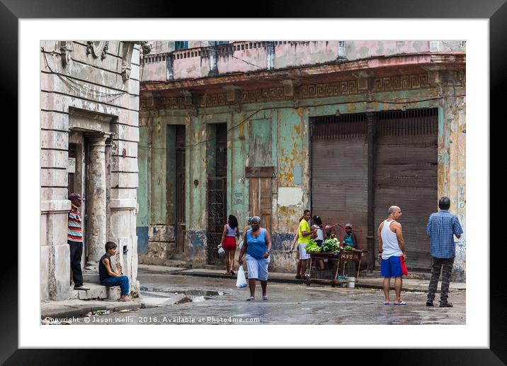 Trading on the road side in Centro Havana Framed Mounted Print by Jason Wells