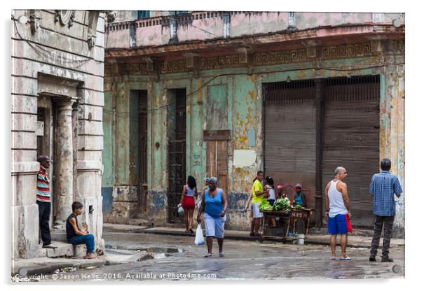 Trading on the road side in Centro Havana Acrylic by Jason Wells