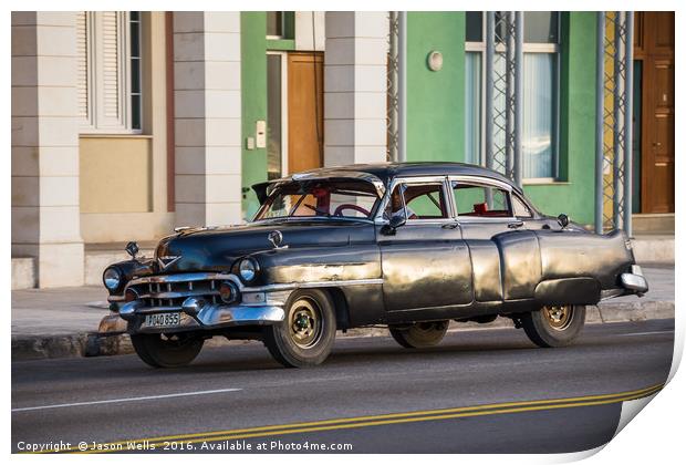 Vintage car on the Malecon Print by Jason Wells