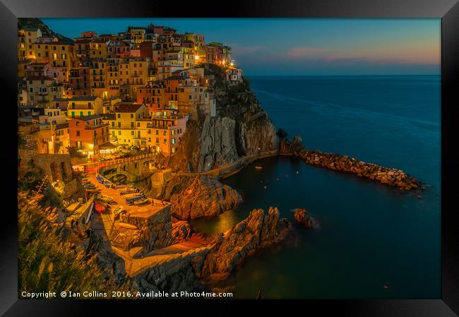 Sunset in Manarola, Italy Framed Print by Ian Collins