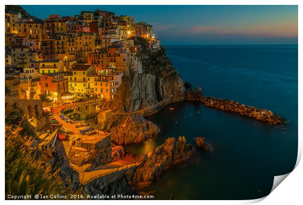 Sunset in Manarola, Italy Print by Ian Collins