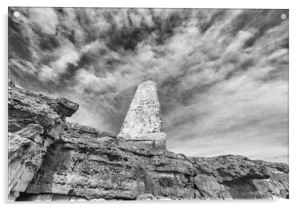 An obelisk at Portland Bill on Dorset's Jurassic C Acrylic by Mark Godden