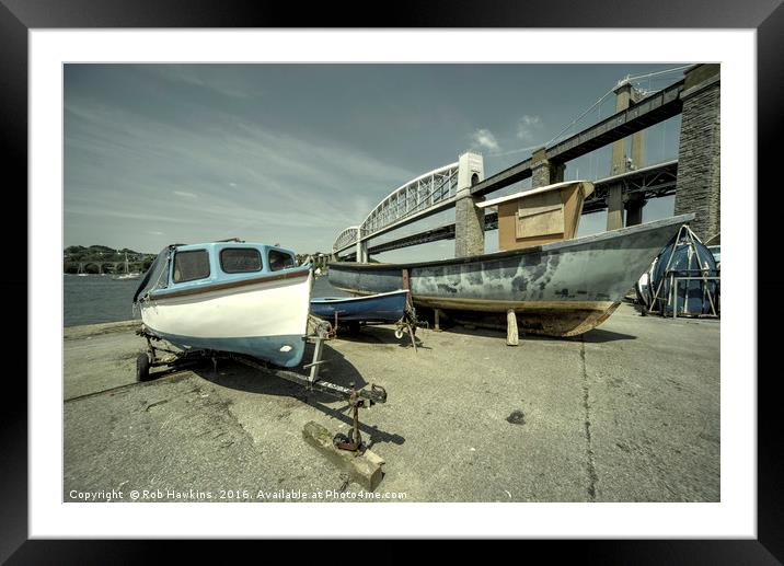 Boats by the the bridge  Framed Mounted Print by Rob Hawkins