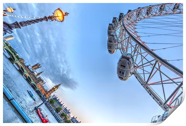 The London Eye and Westminster Print by David Pyatt