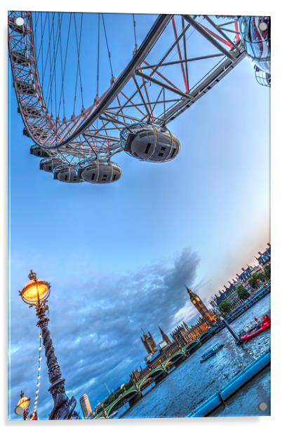 The London Eye and Westminster Acrylic by David Pyatt