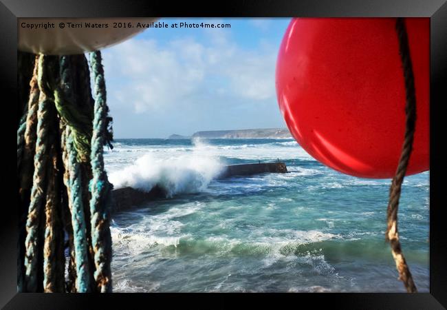 Wave at the Buoys  Framed Print by Terri Waters