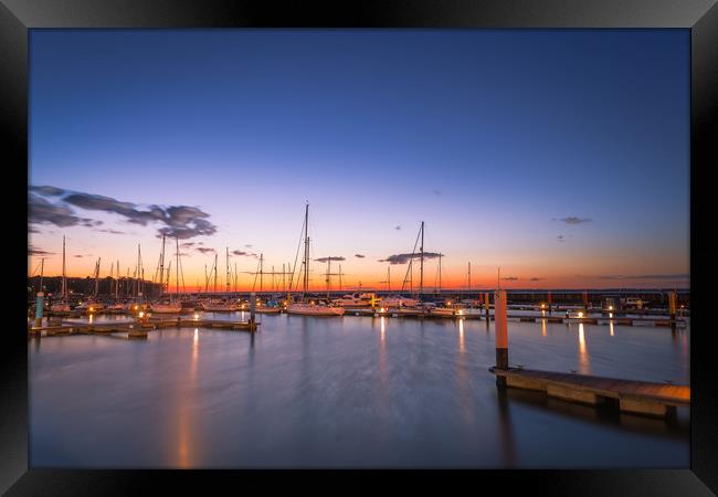 Yarmouth Harbour At Night Framed Print by Wight Landscapes