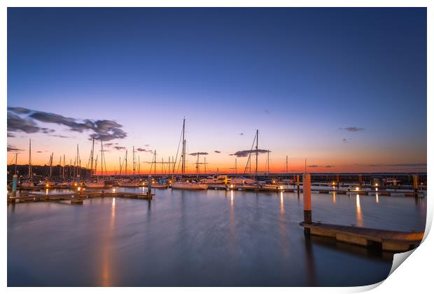 Yarmouth Harbour At Night Print by Wight Landscapes