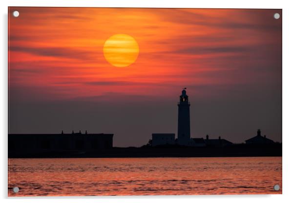 Hurst Lighthouse Sunset Acrylic by Wight Landscapes