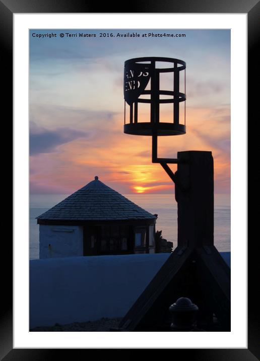 Cornwall. Land’s End at Sunset  Framed Mounted Print by Terri Waters