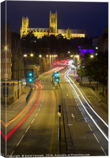 Lincoln Cathedral at night Canvas Print by daniel kennedy