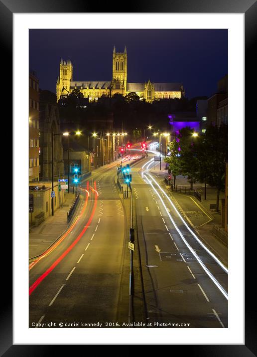 Lincoln Cathedral at night Framed Mounted Print by daniel kennedy