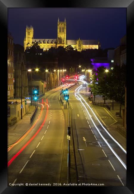 Lincoln Cathedral at night Framed Print by daniel kennedy
