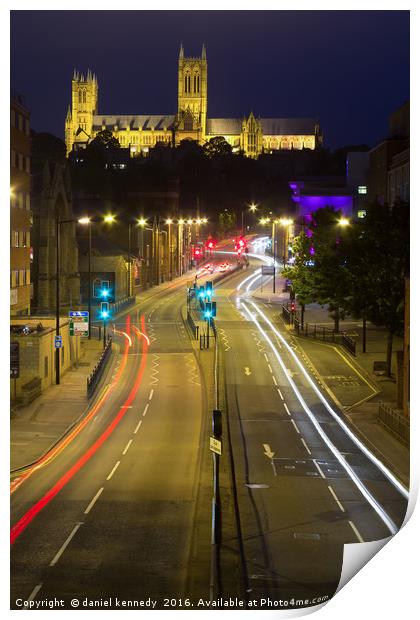 Lincoln Cathedral at night Print by daniel kennedy