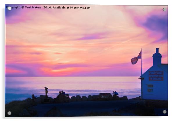 First & Last Refreshment House Surreal Sunset  Acrylic by Terri Waters