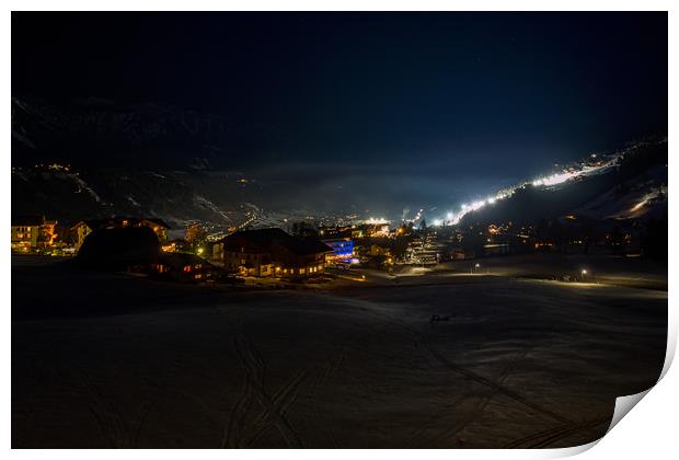 Night Slalom, Schladming, Austria Print by Mark Llewellyn
