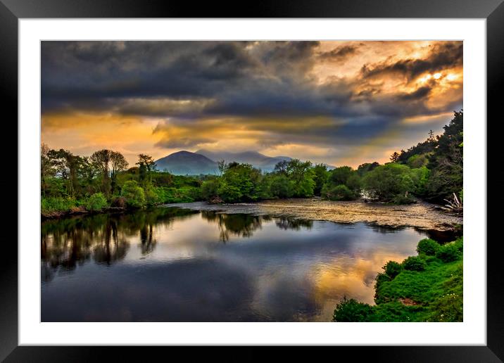 River Laune Sunset, Killarney, Ireland Framed Mounted Print by Mark Llewellyn