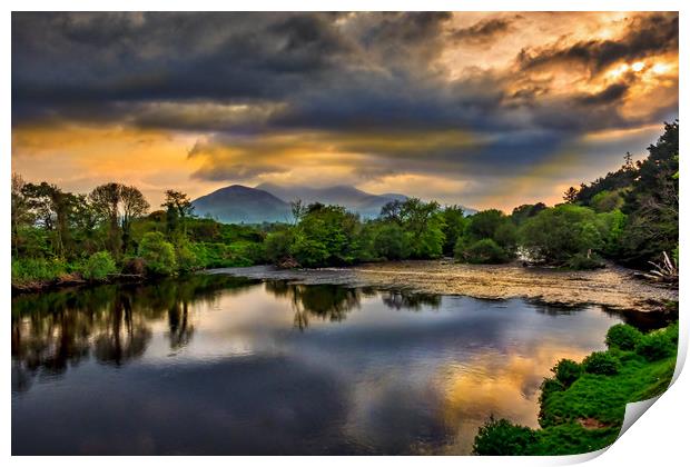 River Laune Sunset, Killarney, Ireland Print by Mark Llewellyn
