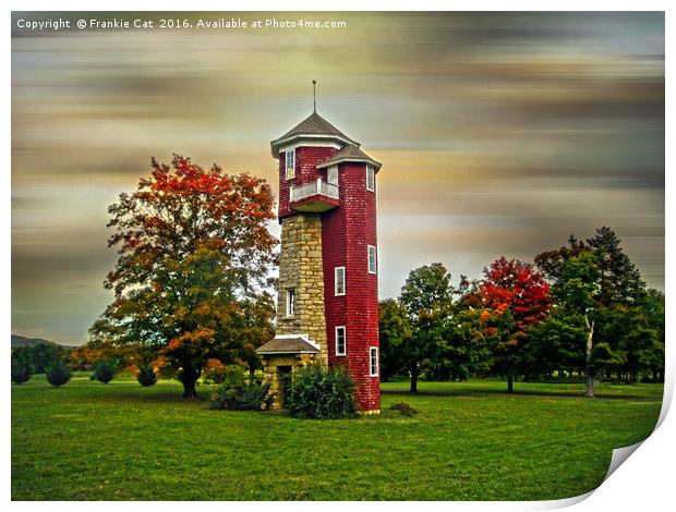 Autumn Water Tower Print by Frankie Cat
