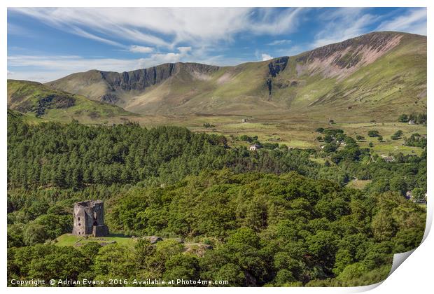 Dolbadarn Castle Llanberis Wales Print by Adrian Evans