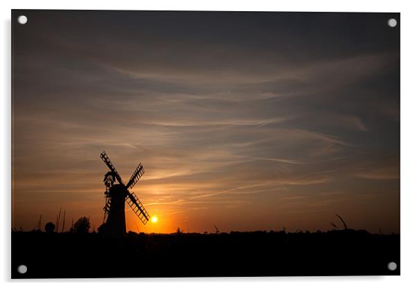 Windmill sunset Acrylic by Simon Wrigglesworth