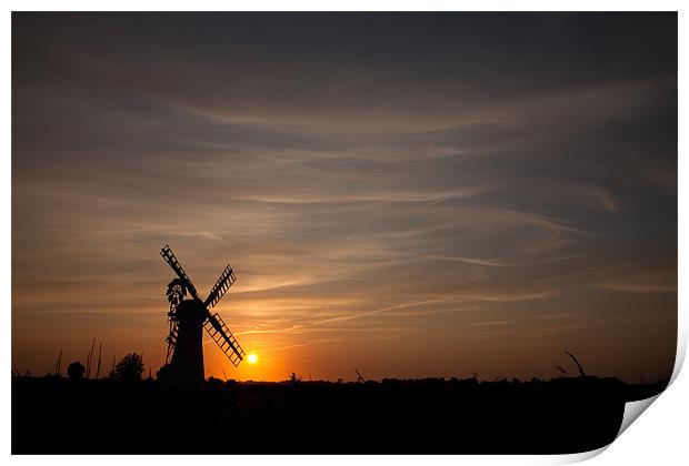 Windmill sunset Print by Simon Wrigglesworth