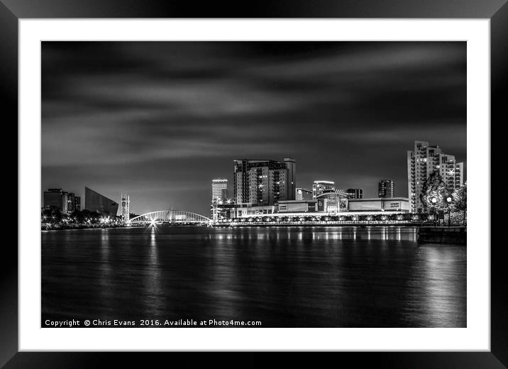 Salford Quays Monochrome  Framed Mounted Print by Chris Evans