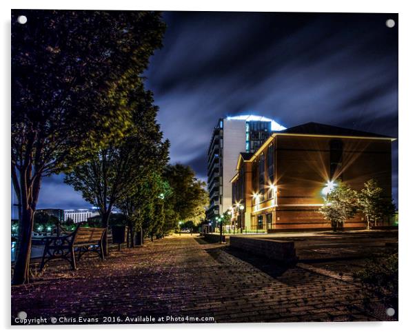 Salford at Night  Acrylic by Chris Evans