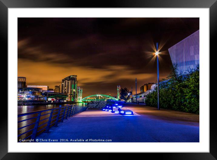 Salford at Night  Framed Mounted Print by Chris Evans