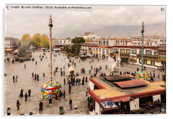 Barkhor Square in Lhasa, Tibet Acrylic by colin chalkley