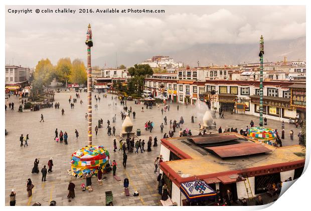Barkhor Square in Lhasa, Tibet Print by colin chalkley