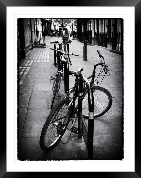 Bicycles in a London Street Framed Mounted Print by Lynn Bolt