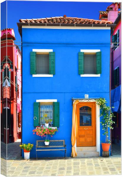 Colours of Burano                              Canvas Print by Michael Oakes