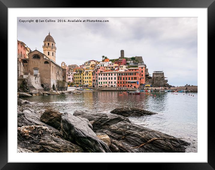 Quiet Day in Vernazza, Italy Framed Mounted Print by Ian Collins