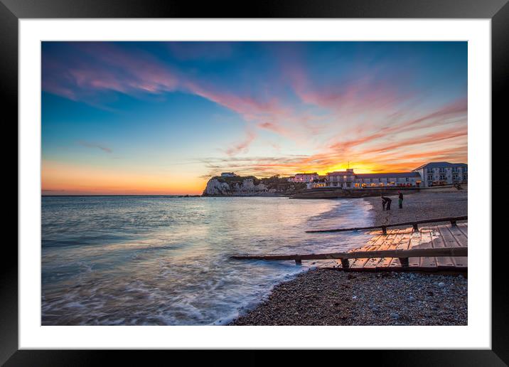Freshwater Beach Sunset Framed Mounted Print by Wight Landscapes