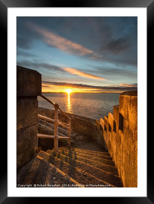 Golden Sunrise at Saltcoats Harbour Framed Mounted Print by Robert Strachan