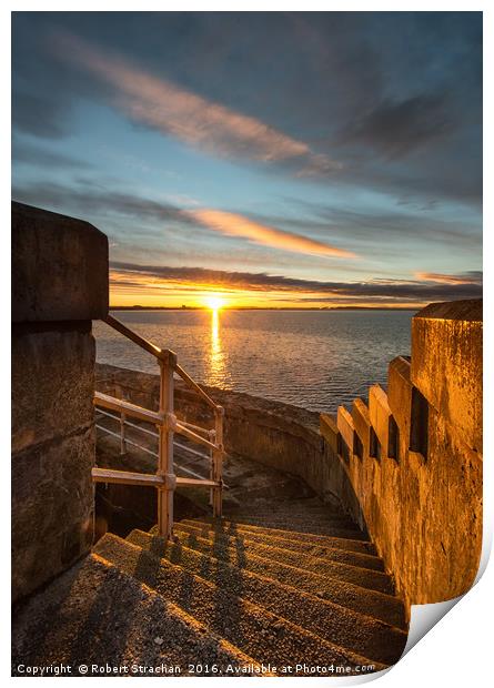 Golden Sunrise at Saltcoats Harbour Print by Robert Strachan