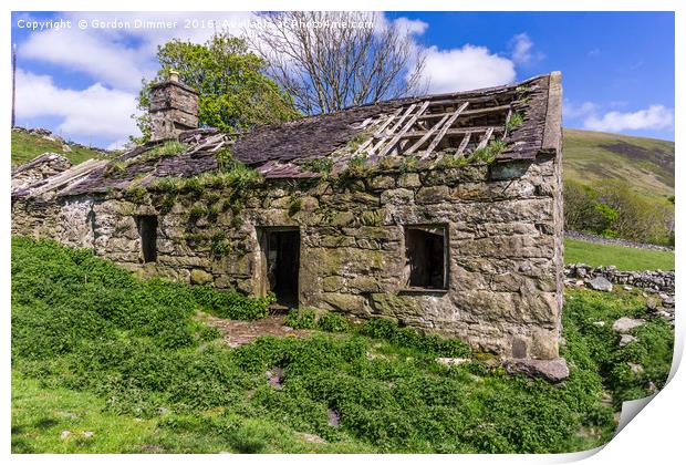 Derelict Cottage in Snowdonia Print by Gordon Dimmer