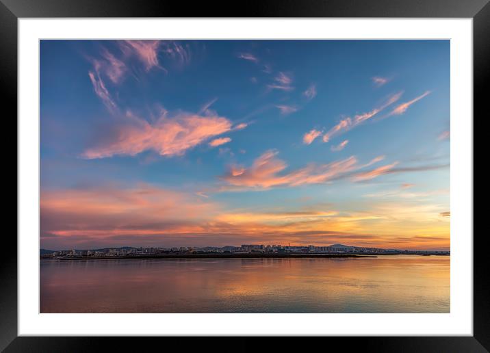 Dawn In Faro Algarve Portugal Framed Mounted Print by Wight Landscapes
