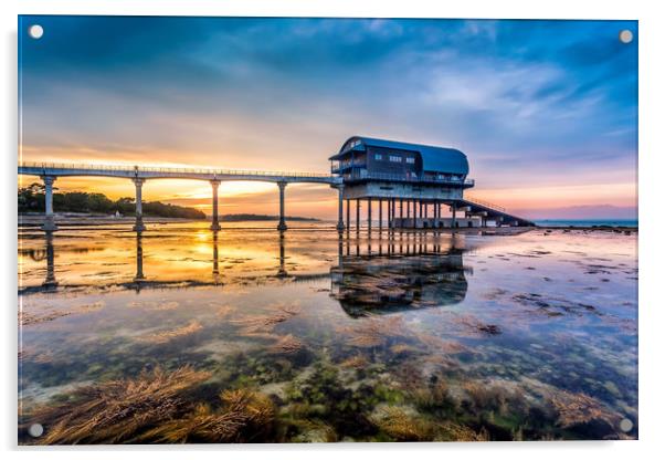 Bembridge Lagoon Sunset Acrylic by Wight Landscapes