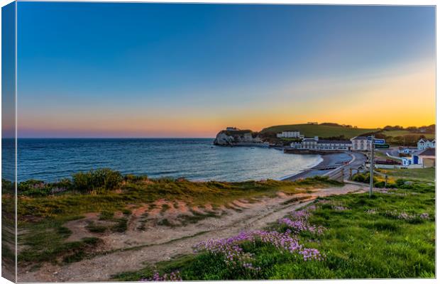 Freshwater Coastal Path Sunset Canvas Print by Wight Landscapes