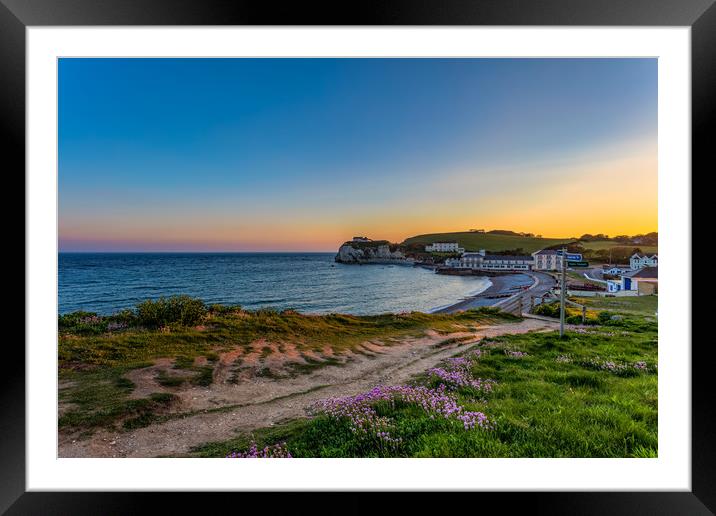 Freshwater Coastal Path Sunset Framed Mounted Print by Wight Landscapes