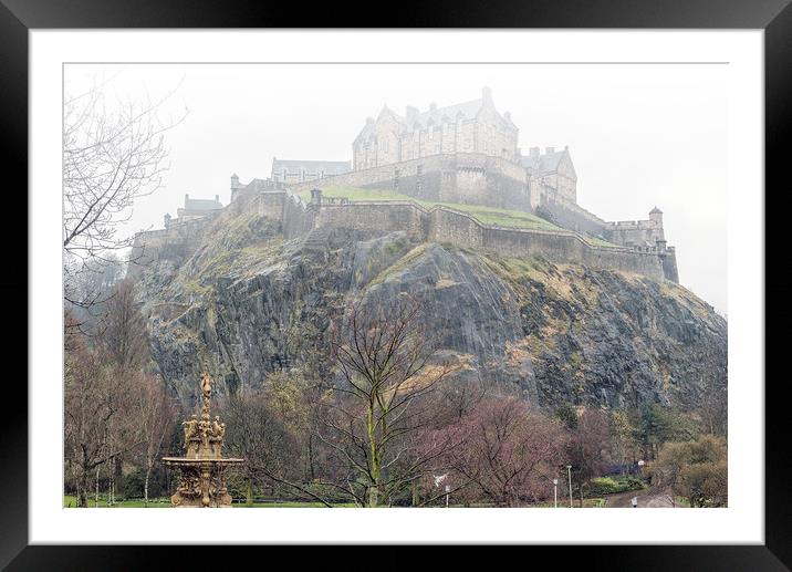 Edinburgh Castle in the Fog Framed Mounted Print by Antony McAulay
