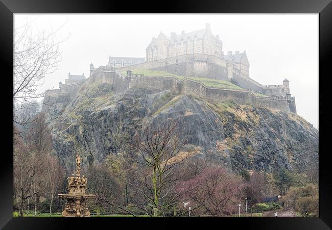 Edinburgh Castle in the Fog Framed Print by Antony McAulay