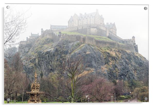 Edinburgh Castle in the Fog Acrylic by Antony McAulay