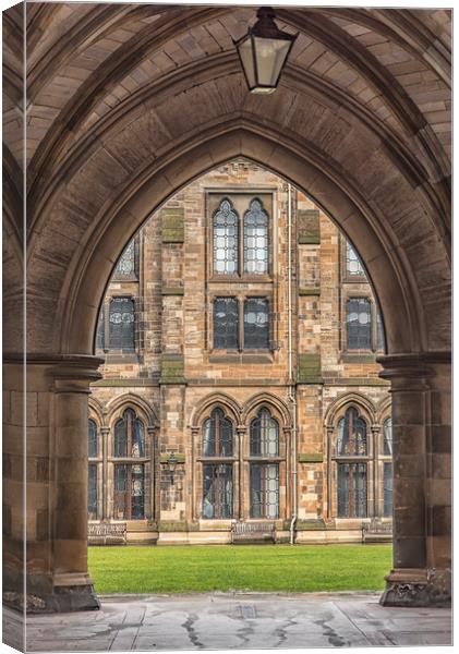 Glasgow University Through the Arch Canvas Print by Antony McAulay