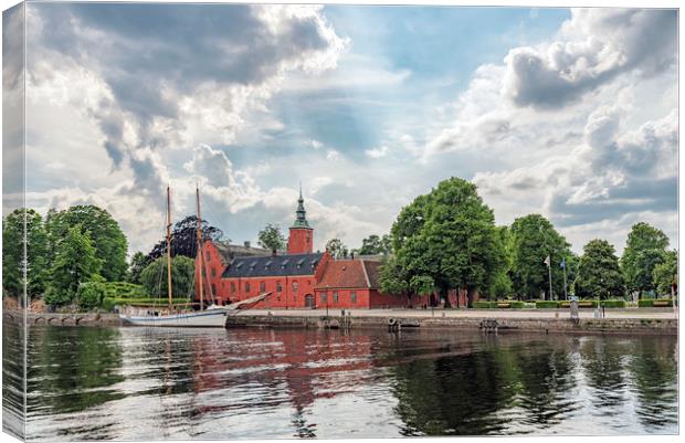 Halmstad Castle by the River Canvas Print by Antony McAulay