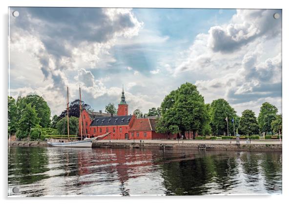 Halmstad Castle by the River Acrylic by Antony McAulay