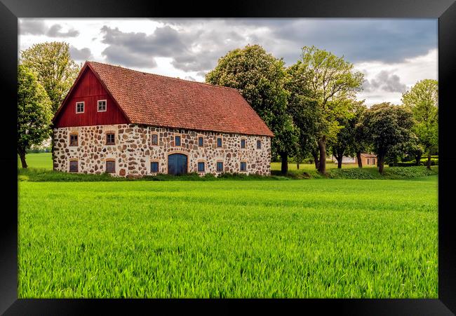 Stone barn in Sweden Framed Print by Antony McAulay